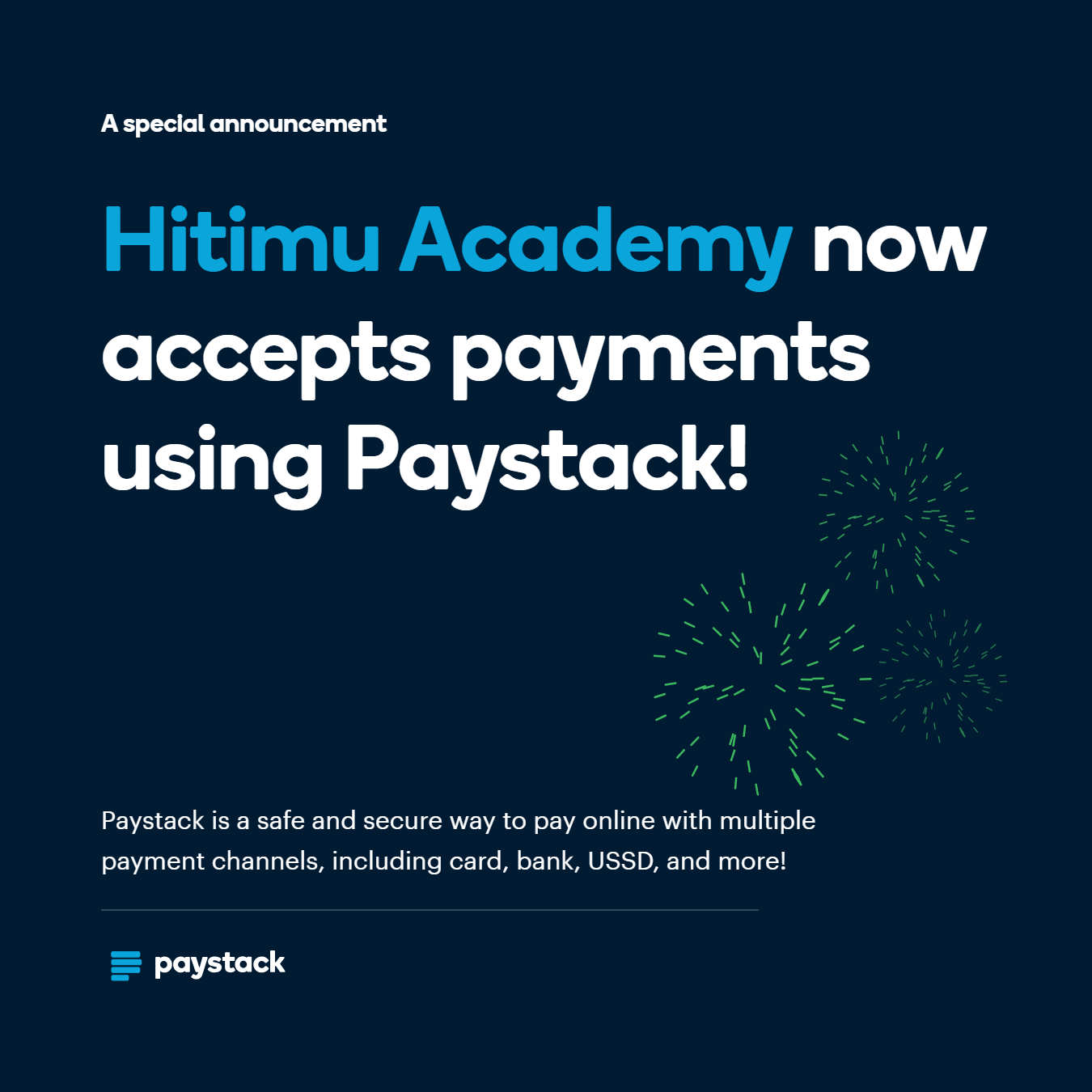 Hitimu Academy accepts secure payments through Paystack