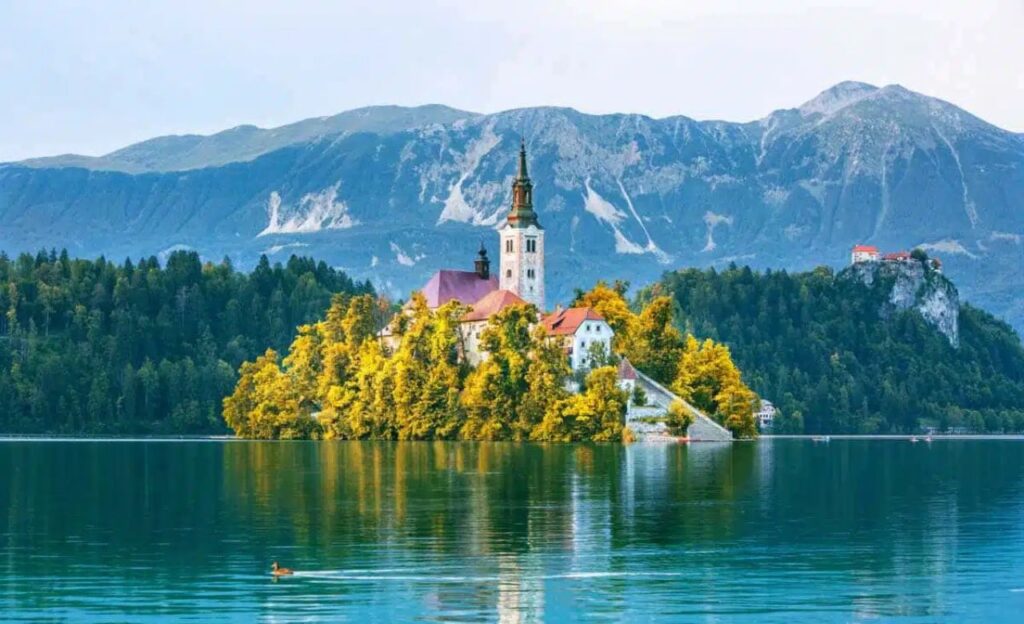 Lake Bled is famous for its island church, the Church of the Assumption of Mary